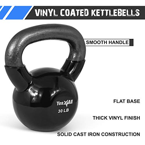 Yes4All Vinyl Coated Kettlebell Set, 20-25 lbs