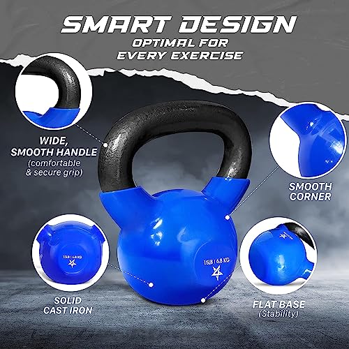 Yes4All Vinyl Coated Cast Iron Kettlebells 5-100 LB