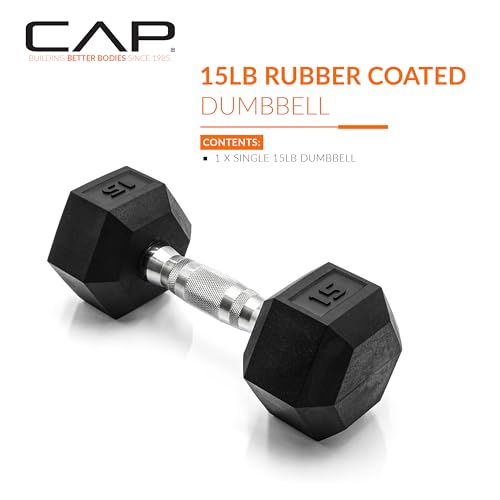 CAP Barbell 15 LB Hex Coated Dumbbell Weight