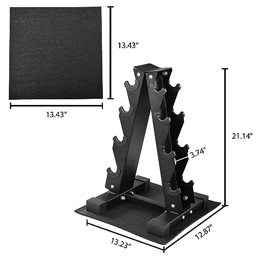 Rubber Coated Hex Dumbbell Set with Rack