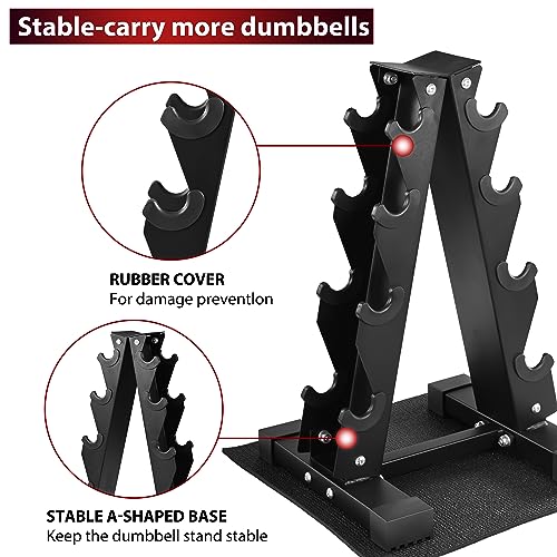 Rubber Coated Hex Dumbbell Set with Rack