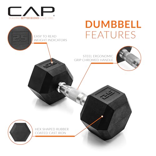 CAP Barbell 50lb Coated Hex Dumbbells Set
