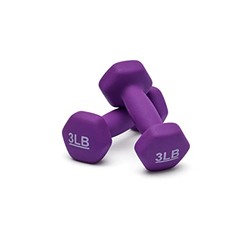 Purple Neoprene Dumbbell Hand Weights, 3 Pounds