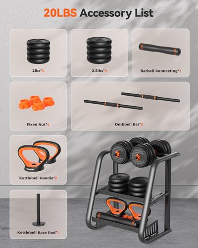 Adjustable 20lbs Dumbbell Set for Home Gym