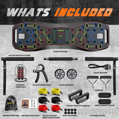 LALAHIGH Portable Home Gym System with Fitness Accessories