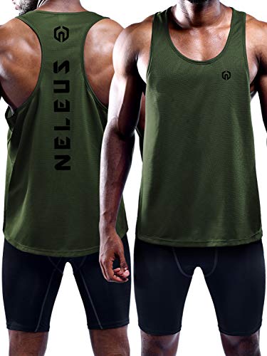 NELEUS Men's 3-Pack Dry Fit Workout Tanks