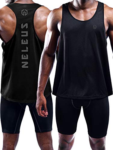 NELEUS Men's 3-Pack Dry Fit Workout Tanks