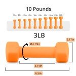 Portzon 3 LB Neoprene Dumbbell Set - 2 Pack