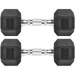 Rubber Coated Hex Dumbbells - 12 lbs Pair