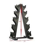 150 lb Rubber Coated Dumbbell Set with Rack