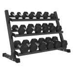 Rubber Hex Dumbbell Set with Rack - 450lbs