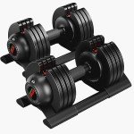 Adjustable Dumbbell,52lbs Dumbbell Set with Tray for Workout Strength Training Fitness, Adjustable Weight Dial Dumbbell with Anti-Slip Handle and Weight Plate for Home Exercise