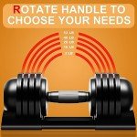 Adjustable Dumbbell,52lbs Dumbbell Set with Tray for Workout Strength Training Fitness, Adjustable Weight Dial Dumbbell with Anti-Slip Handle and Weight Plate for Home Exercise