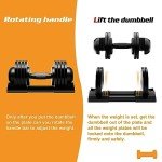 Adjustable Dumbbell,52lbs Dumbbell Set with Tray for Workout Strength Training Fitness, Adjustable Weight Dial Dumbbell with Anti-Slip Handle and Weight Plate for Home Exercise
