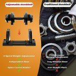 Adjustable Dumbbell,52lbs Dumbbell Set with Tray for Workout Strength Training Fitness, Adjustable Weight Dial Dumbbell with Anti-Slip Handle and Weight Plate for Home Exercise