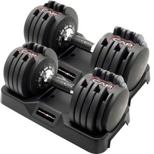 CAP Barbell ADJUSTABELL® 55 lb Pair of Adjustable Dumbbells with Contoured Full Rotation Handle, Honeycomb Chrome and Black Handle