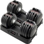 CAP Barbell ADJUSTABELL® 55 lb Pair of Adjustable Dumbbells with Contoured Full Rotation Handle, Honeycomb Chrome and Black Handle