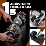 ATIVAFIT Adjustable Dumbbell 25KG Single Smart Hand Weight for Anti-Slip Handle Full Body Strength Training and Weight Lifting Equipment for Home Gym Office Workout