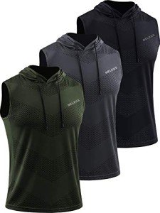Men's Sleeveless Workout Tanks with Hoodies - 3 Pack