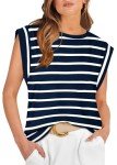 Women’s Loose Fit Striped Tank Top – Navy/White