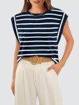 Women’s Loose Fit Striped Tank Top – Navy/White