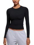 Women's Fitted Long Sleeve Yoga Shirt - Black