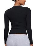 Women's Fitted Long Sleeve Yoga Shirt - Black