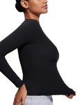 Women's Fitted Long Sleeve Yoga Shirt - Black