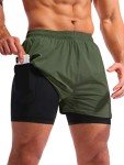Pudolla Men's Quick Dry 2-in-1 Running Shorts