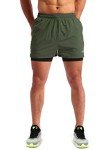 Pudolla Men's Quick Dry 2-in-1 Running Shorts