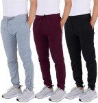 Men's Fleece Joggers with Pockets - 3 Pack