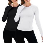 Loovoo Women's Long Sleeve Workout Tops - 2 Pack