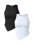 OQQ Women's 2-Piece Stretch Tank Tops Set