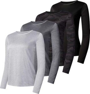Women's Quick-Dry Long Sleeve Workout Tee - 4 Pack