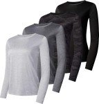 Women's Quick-Dry Long Sleeve Workout Tee - 4 Pack