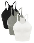 3-Pack Women's Seamless Ribbed Crop Tank Tops