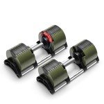 NUOBELL Adjustable Dumbbells 5-80 lbs (Tactical Green)