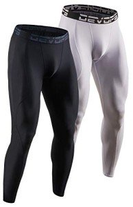 Men's Compression Athletic Leggings - 2 Pack, Black/White