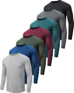 Men's Quick-Dry Long Sleeve Workout Shirts (4-7 Pack)