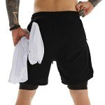 Men's 2-in-1 Lightweight Gym Running Shorts - Black