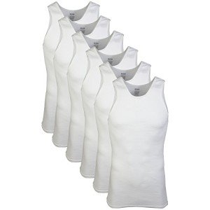 Gildan Men's White A-Shirt Tank Multipack - 6 Pack