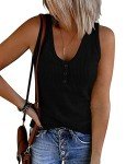 MEROKEETY Women's Sleeveless V-Neck Henley Shirt