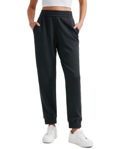 High Waisted Modal Joggers with Pockets - Black