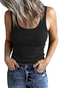 GEMBERA Women's Fitted Sleeveless Ribbed Tank Top