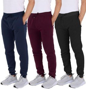 Men's Fleece Joggers with Pockets - Pack of 3