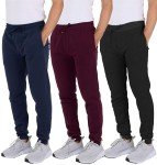 Men's Fleece Joggers with Pockets - Pack of 3
