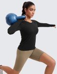 Seamless Ribbed Long Sleeve Workout Shirt for Women