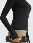 Seamless Ribbed Long Sleeve Workout Shirt for Women