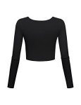 Lightweight Long Sleeve Yoga Top for Women - Black