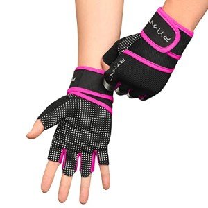 RYMNT Pink Workout Gloves with Wrist Wraps